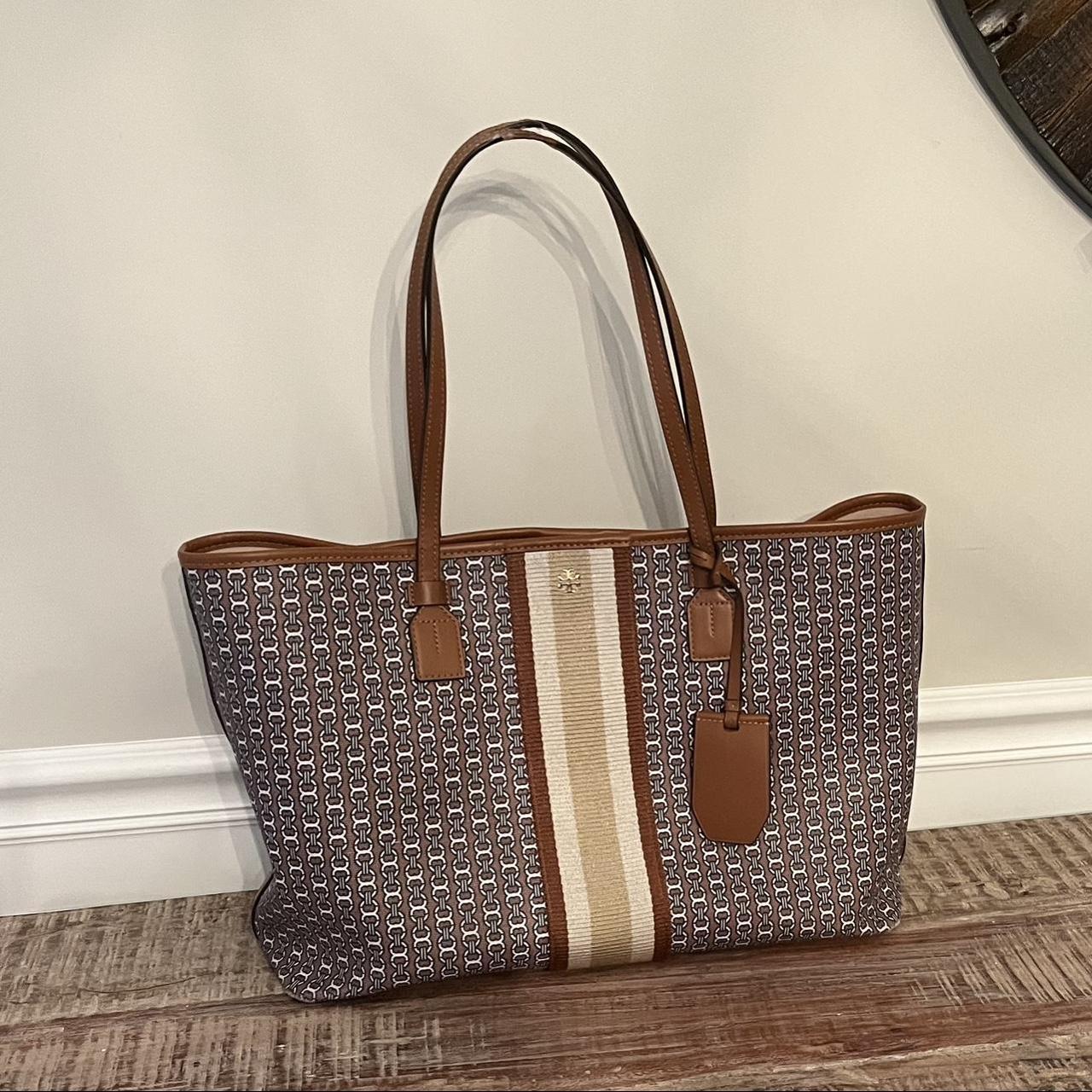 Gemini link coated on sale canvas tote tory burch