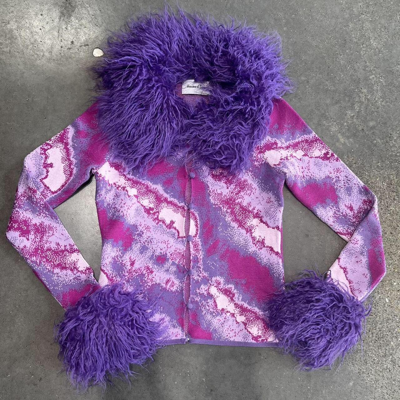 House of Sunny Women's Purple and Pink Cardigan Depop