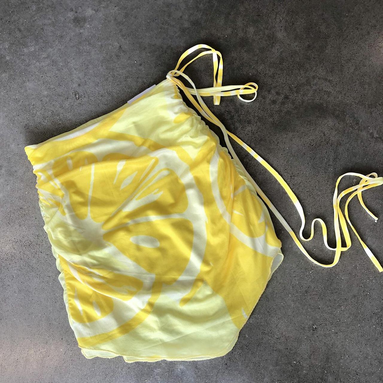 House of Sunny Women's Yellow and Cream Skirt | Depop