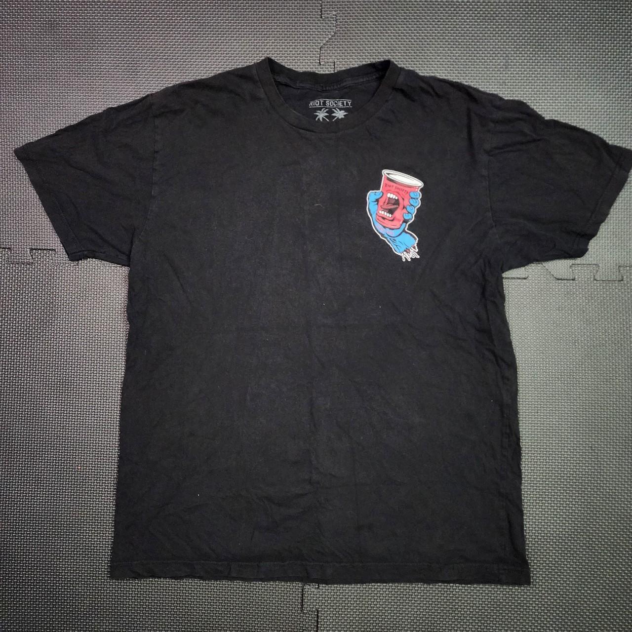 Retro Y2K Riot Society graphic Tee with cool logo on... - Depop