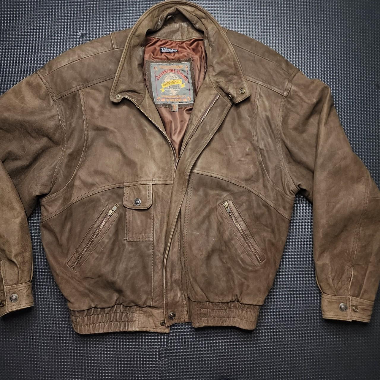 Vintage Bomber Style Leather Jacket... - Depop
