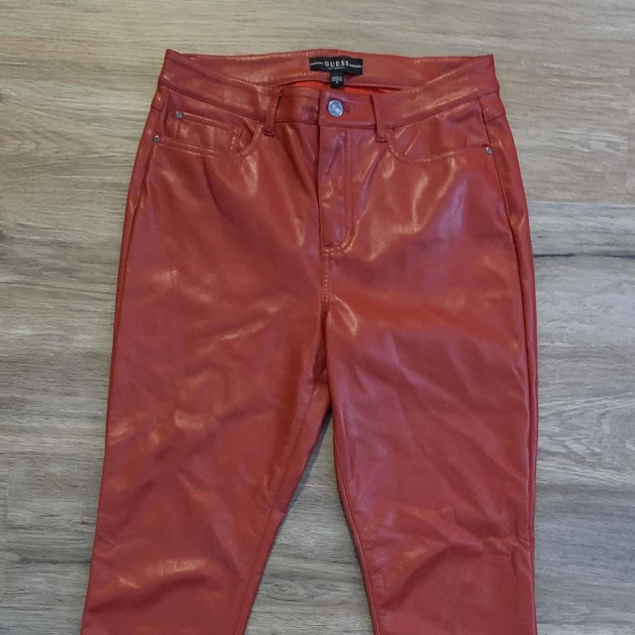 Guess red cheap leather pants