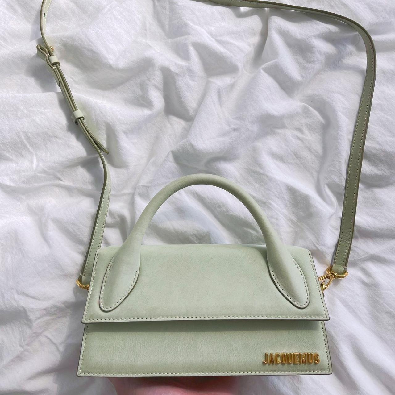 Jacquemus Le Chiquito Long Suede Top Handle Bag in Gray
