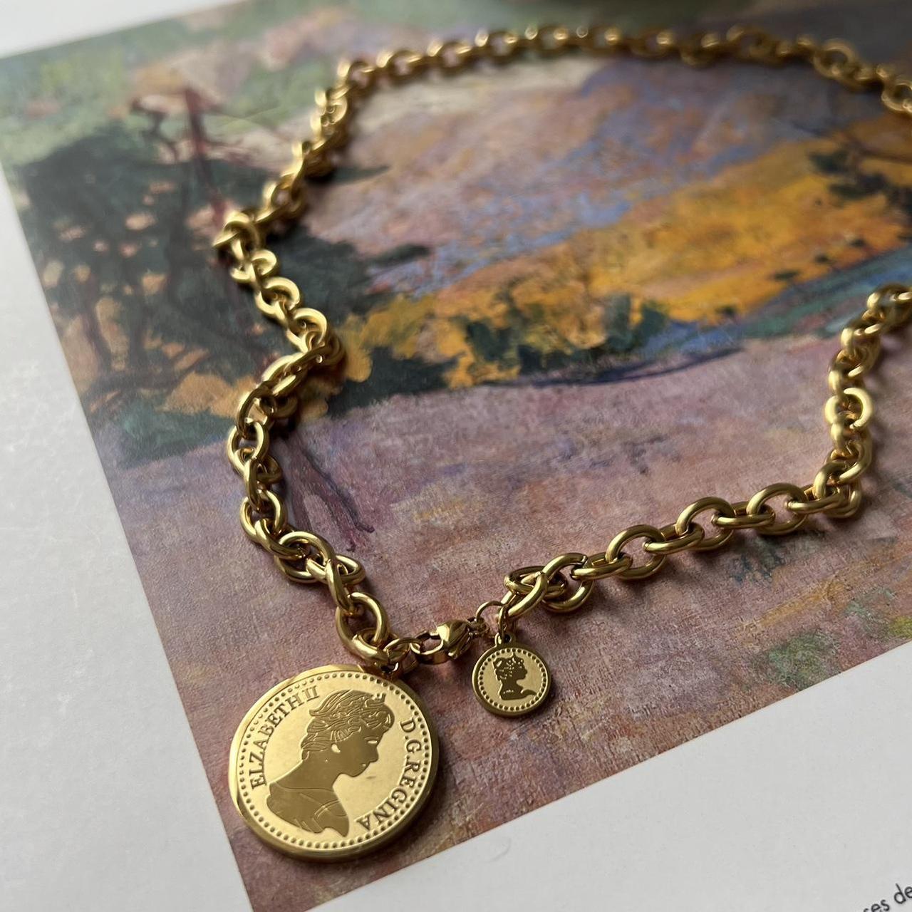 Golden coin chain necklace 🤍 💫 No tarnish... - Depop
