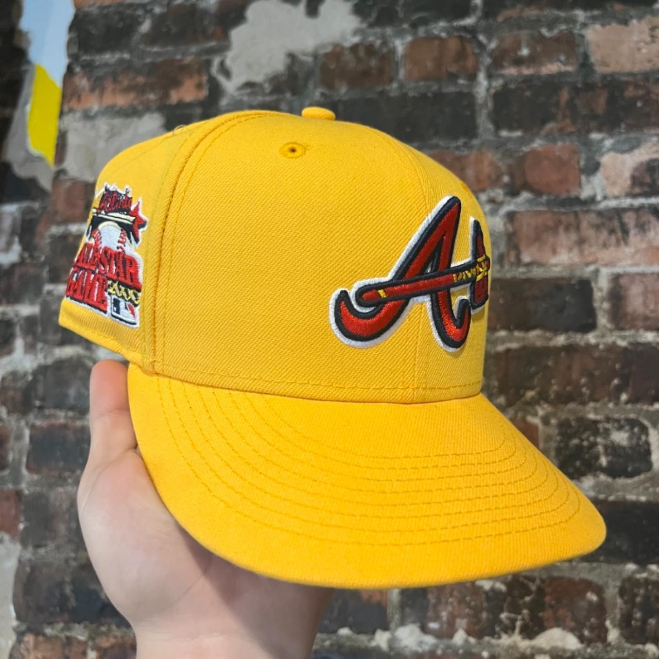 Atlanta Braves Fitted Hat Size 7 1/4 Two Tone Brown - Depop