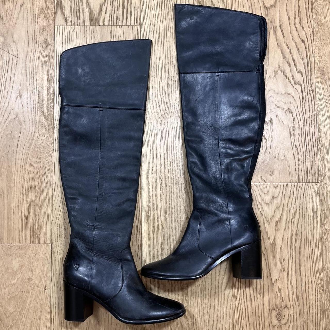 FRYE Over The Knee Leather Boots Distressed... - Depop