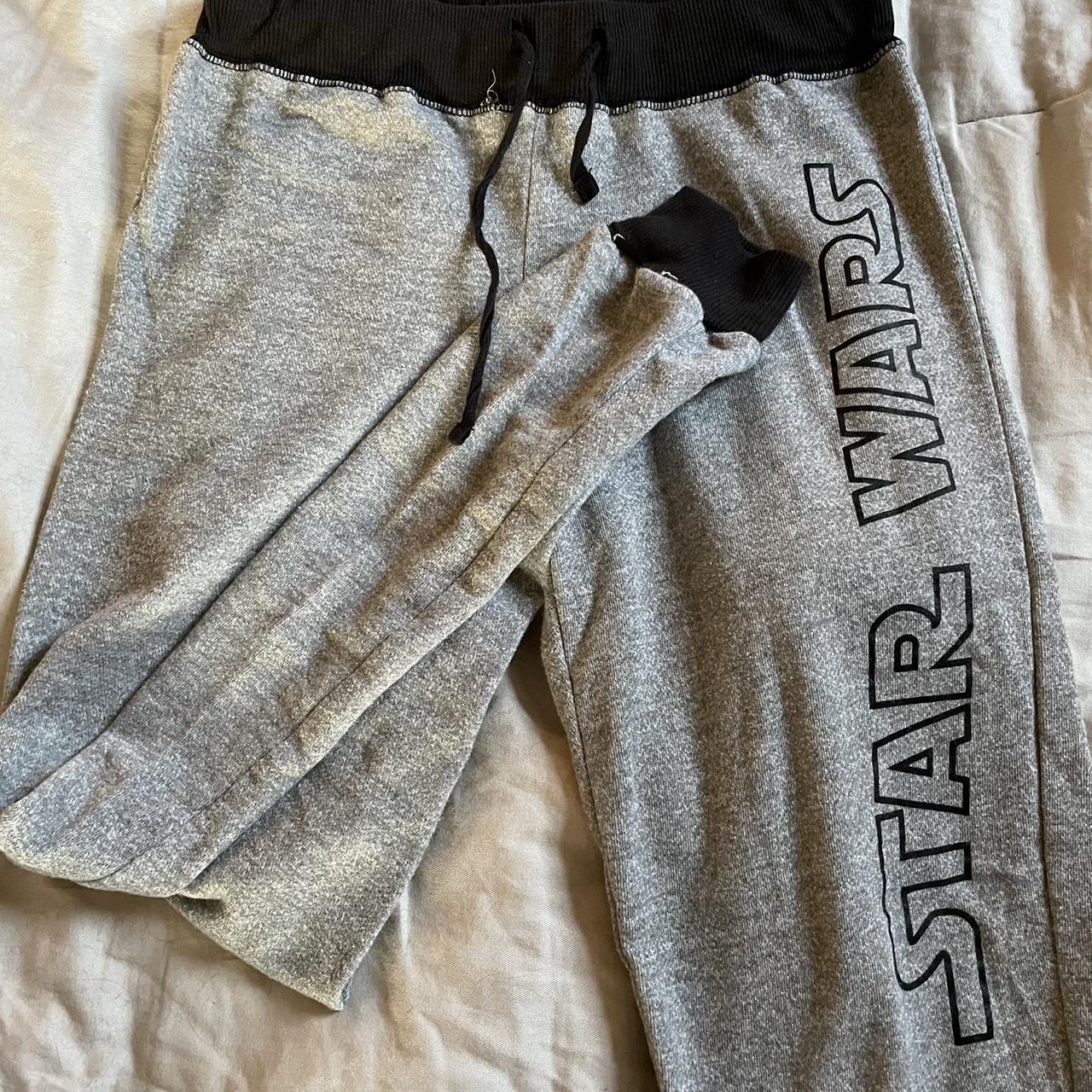 black & grey star wars sweatpants! slightly too... - Depop