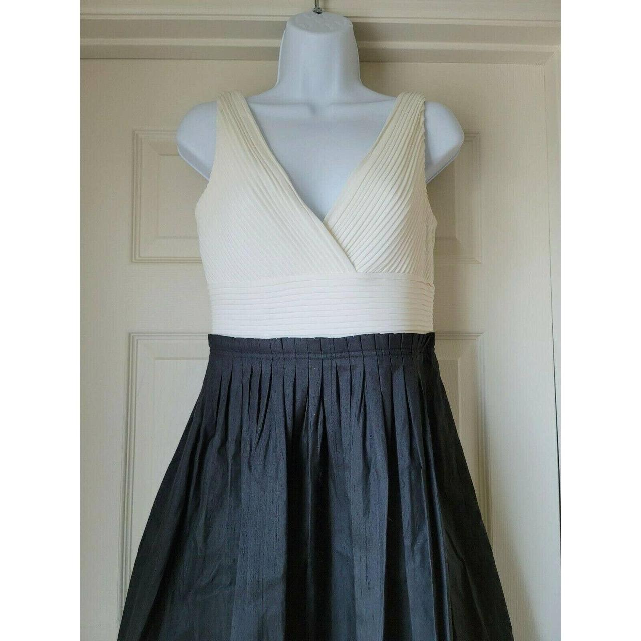 Adrianna Papell Size 6 BLACK Cream Pleated DRESS Depop