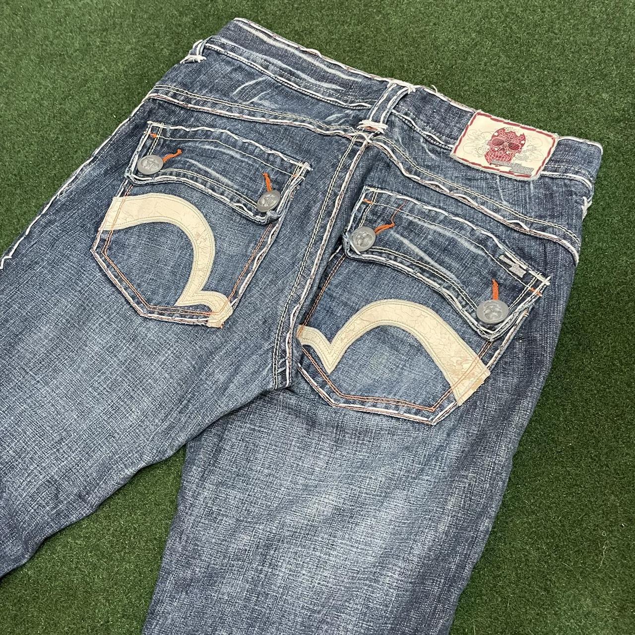 - Evisu style wide leg baggy skater jeans - Fits... - Depop