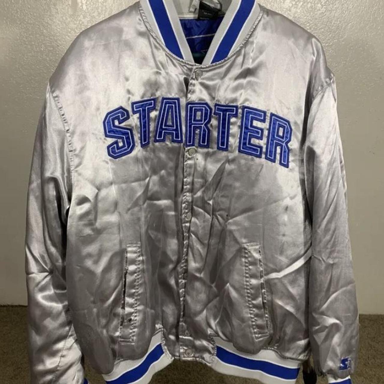 Starter Dallas Cowboys Classic Satin Mens Jacket Grey Blue