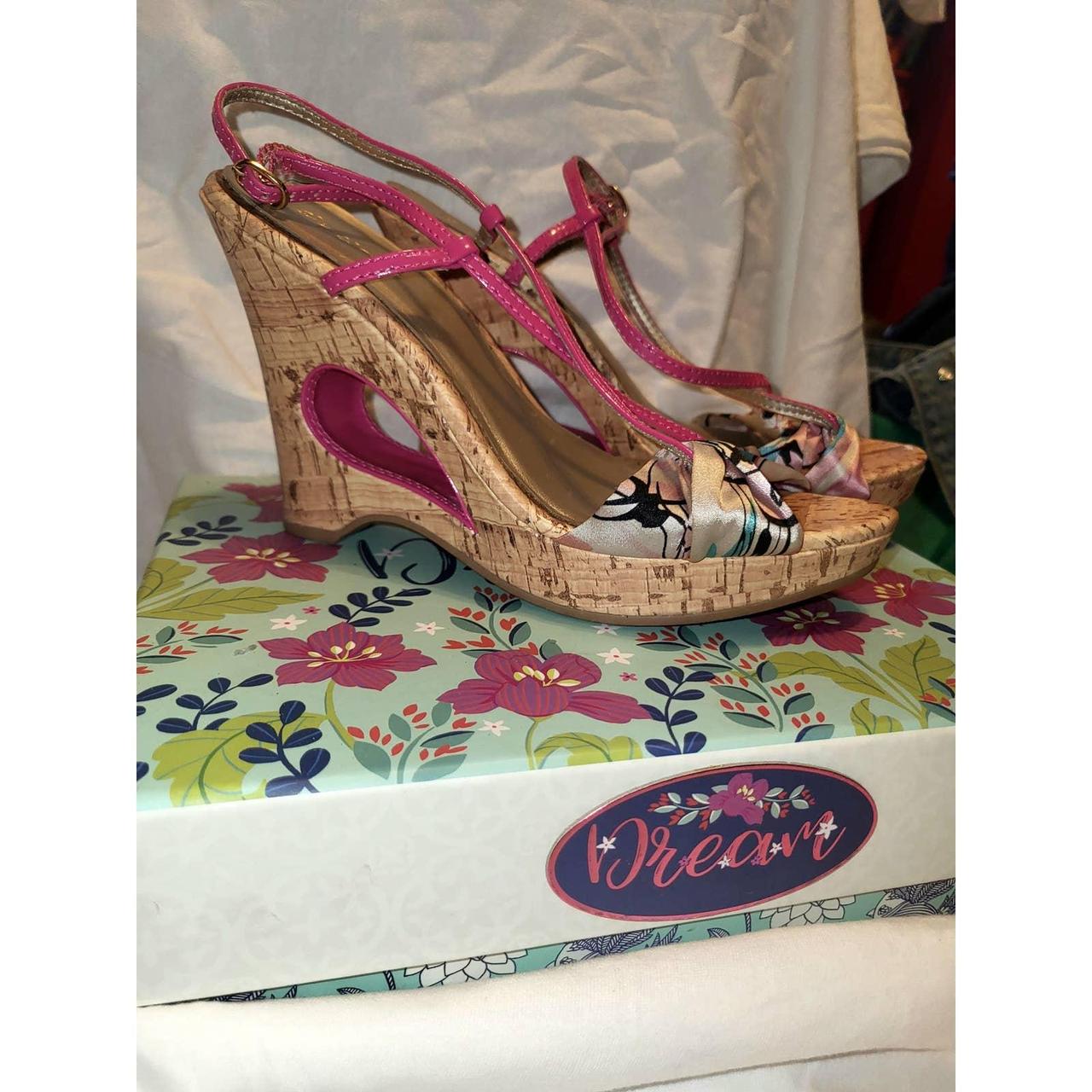 Pink clearance floral wedges