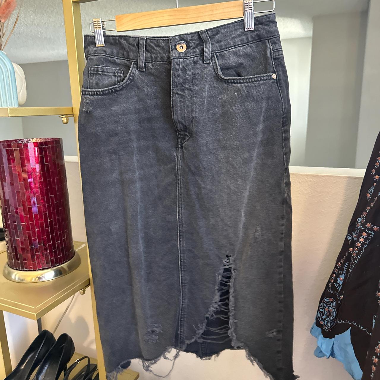 Midi Skirt Distressed Denim Skirt Zara Ripped Denim Pencil Skirt