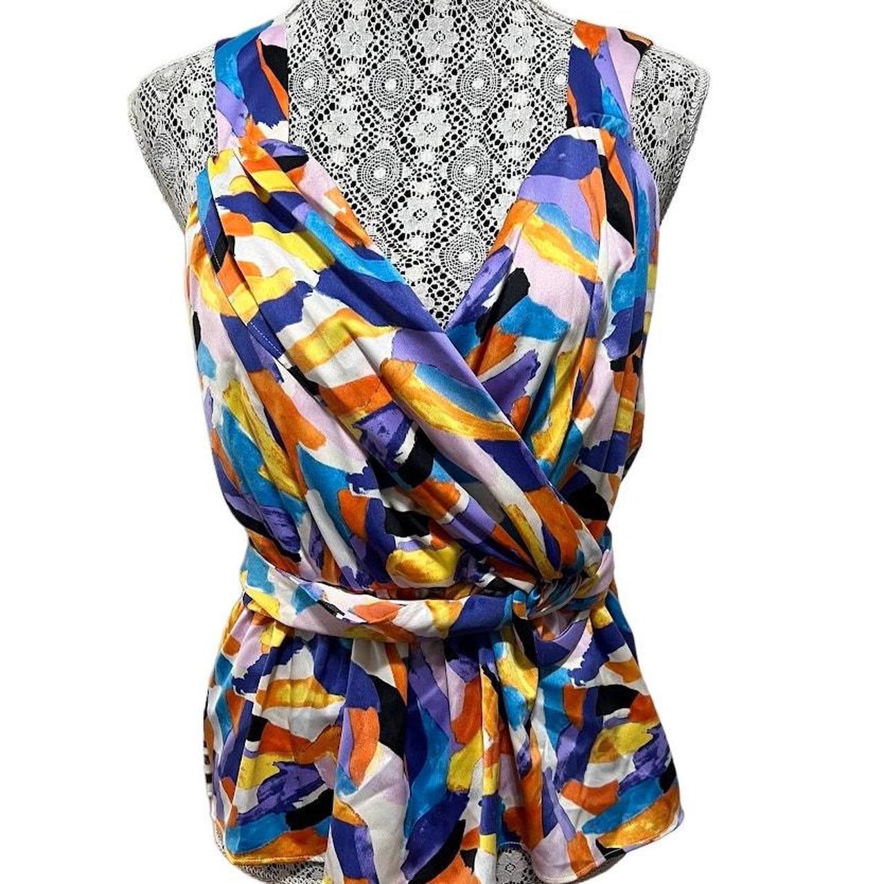 Nina Parker Geometric Deep V Neck Plus Size Peplum...