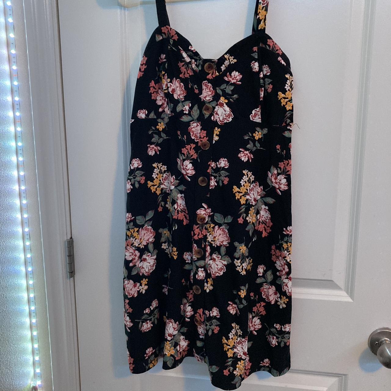 No boundaries black floral dress With adjustable... - Depop