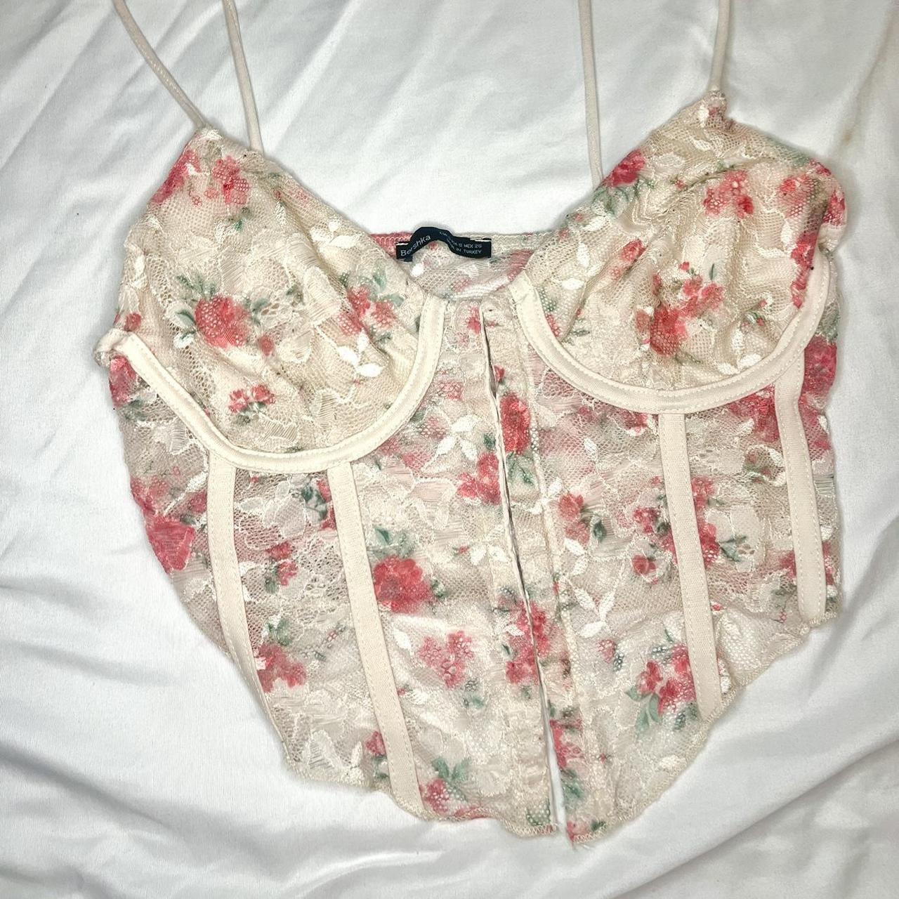 Bershka Women's Pink and Red Corset Depop