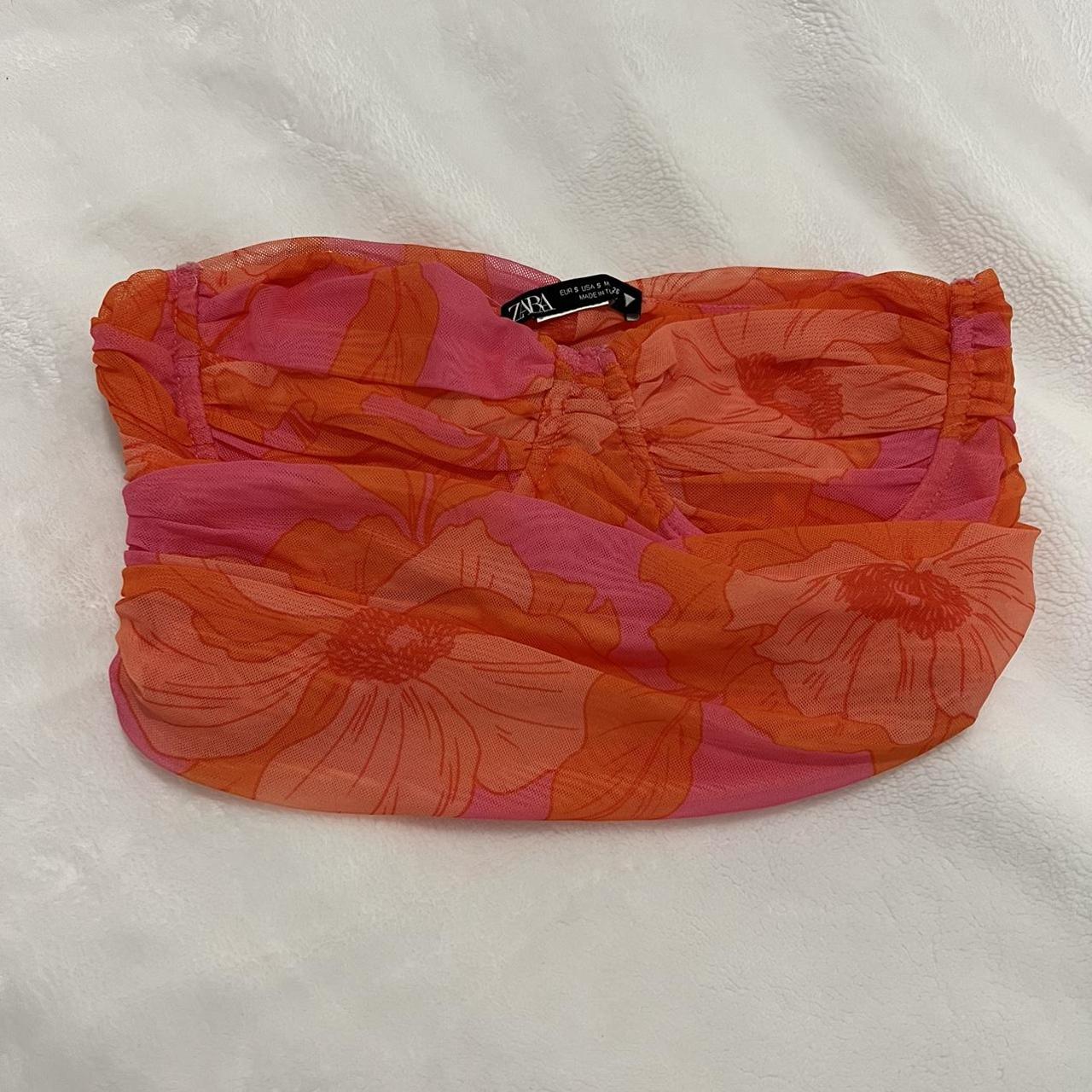 Zara Women's Pink and Orange Corset Depop