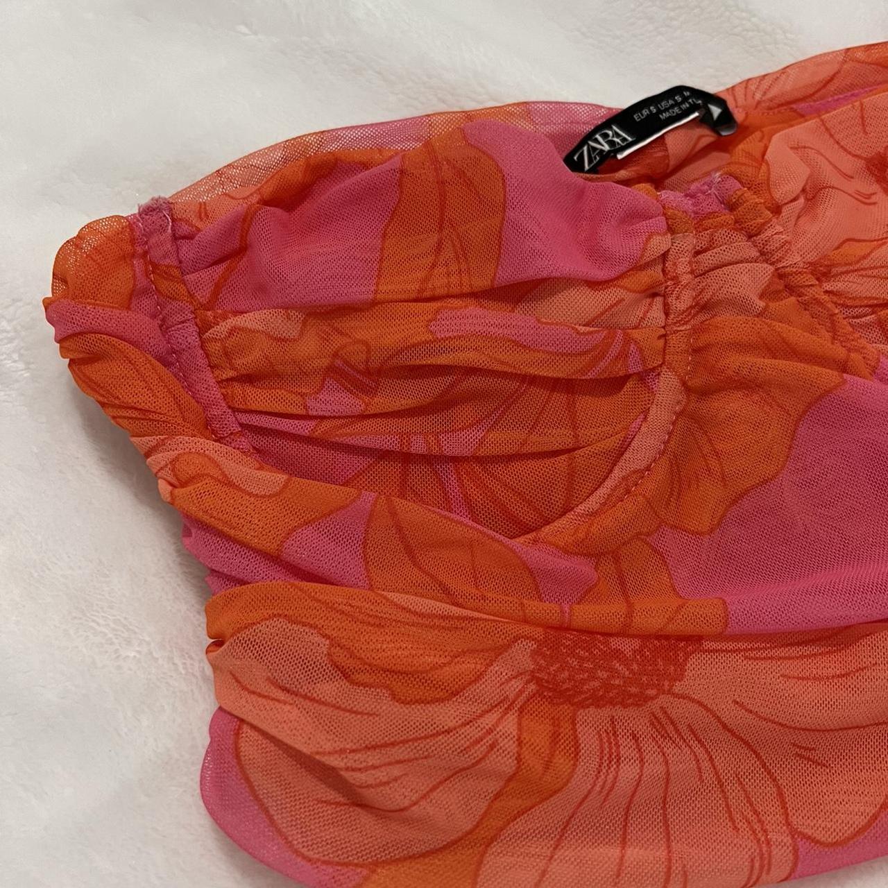 Zara Women's Pink and Orange Corset Depop