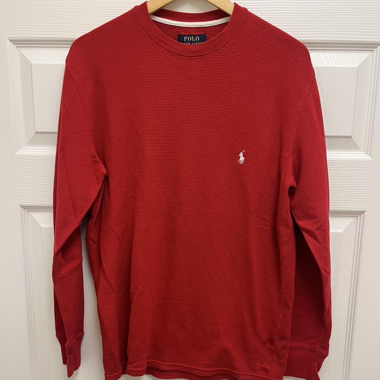 Polo Ralph Lauren Red Teddy Bear Waffle Knit Long... - Depop