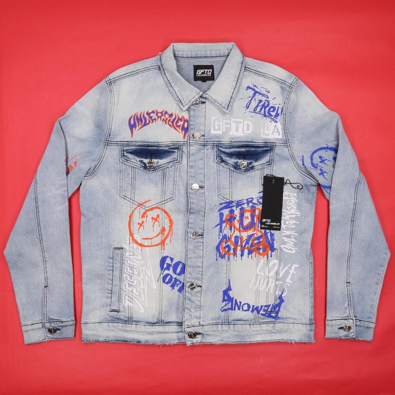 GFTD LOS ANGELES MEN'S Distressed Denim Jacket - Depop