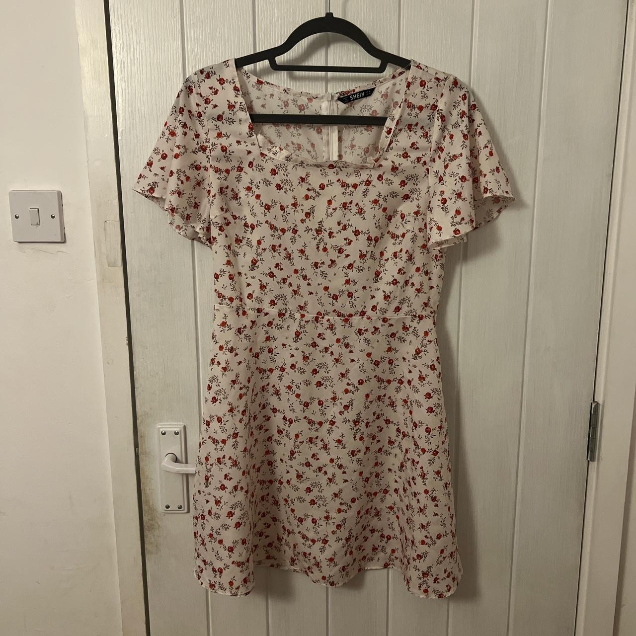 SHEIN Women's White and Red Dress | Depop