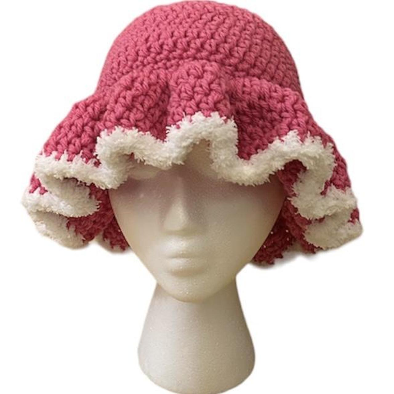 Women’s Pink Hat Pink Rose Ruffle Hat ️ 100%... - Depop