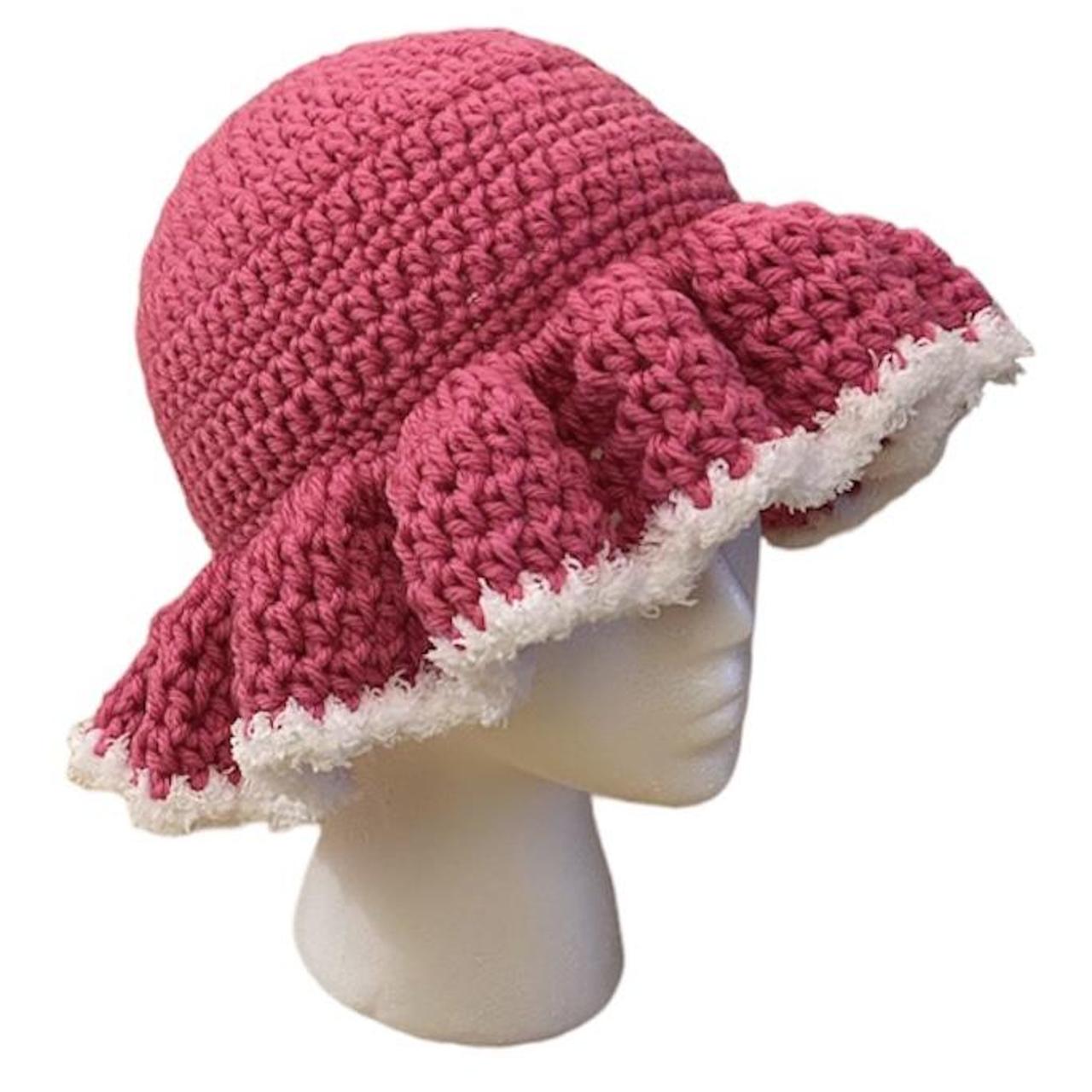 Women’s Pink Hat Pink Rose Ruffle Hat ️ 100%... - Depop