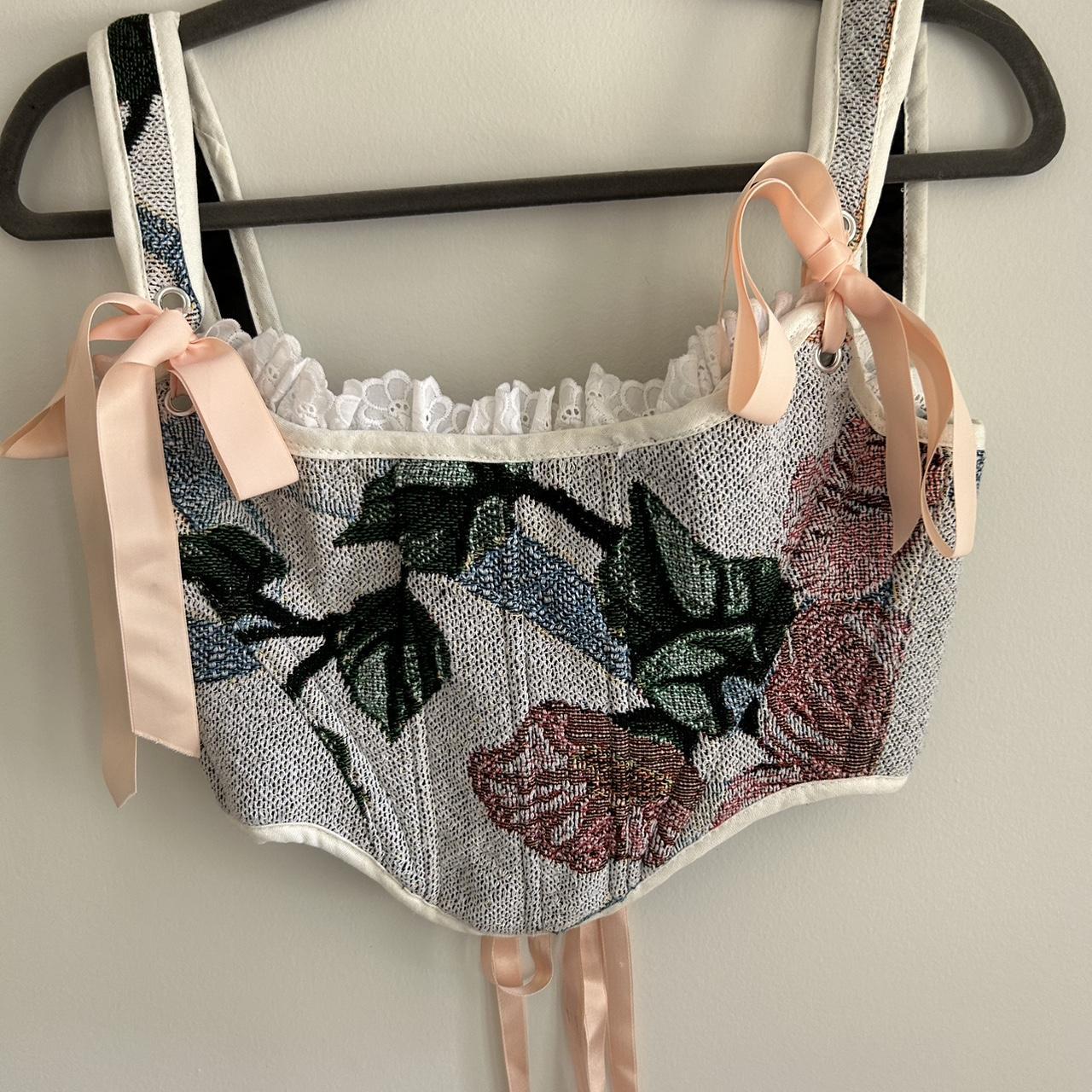 Handmade Flower Corset with ribbon... - Depop