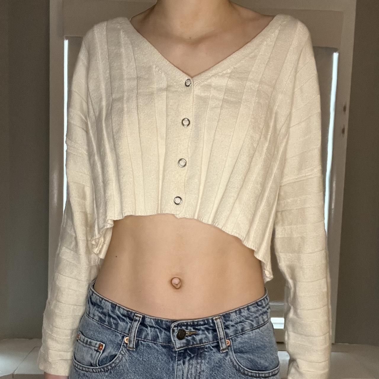 FREE PEOPLE Cream Cropped Sweater in retailer Size Small