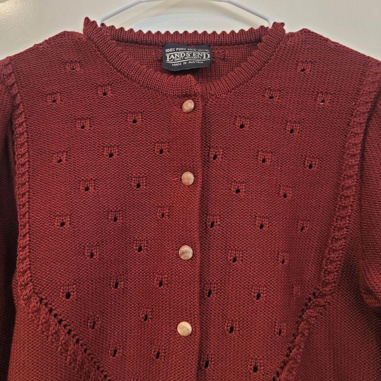 Lands' End Women's Red and Purple Cardigan Depop