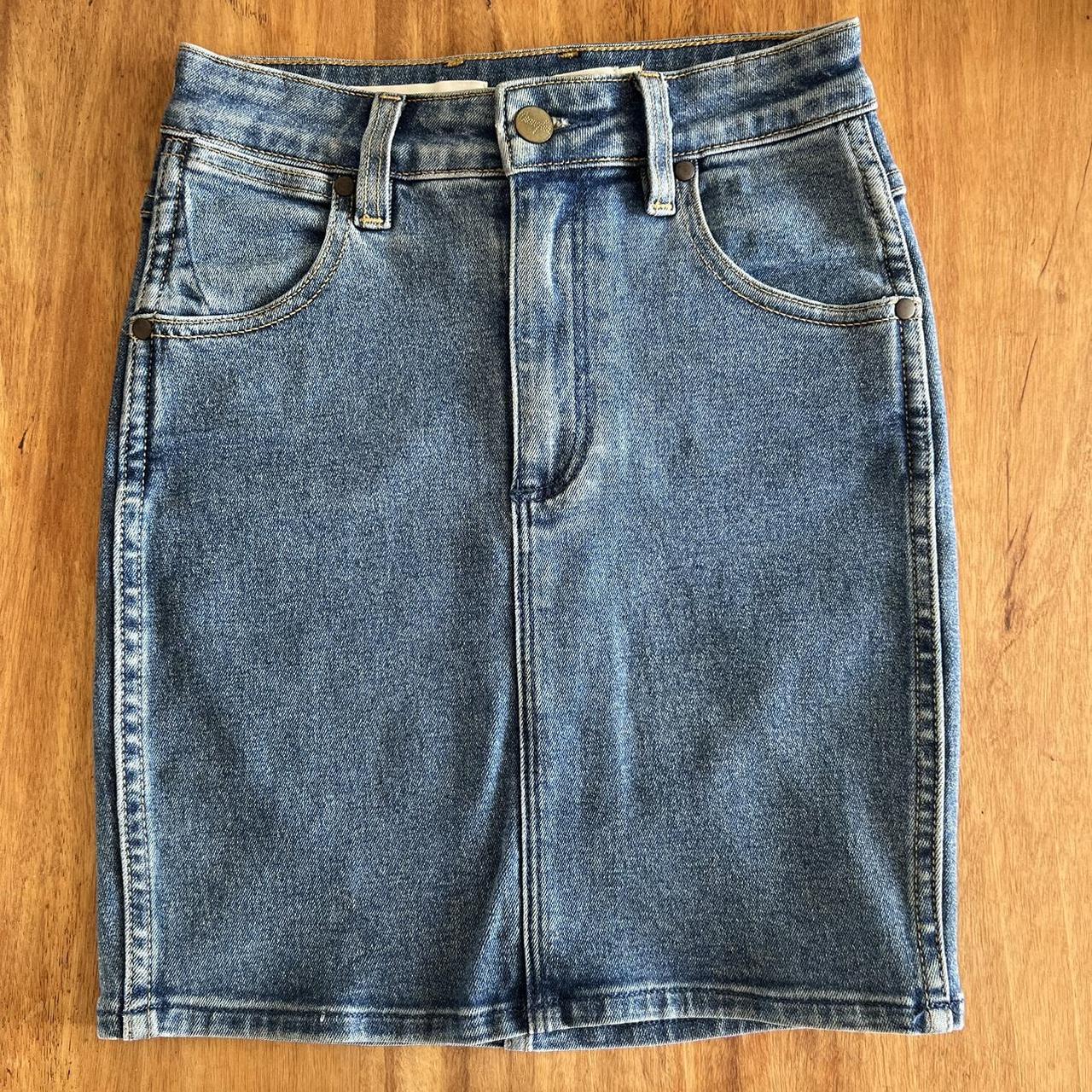 Wrangler - Hi Mini fitted denim skirt - Worn only... - Depop