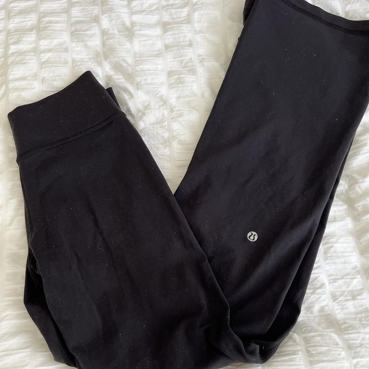 lululemon wide leg flare leggings black flare... - Depop