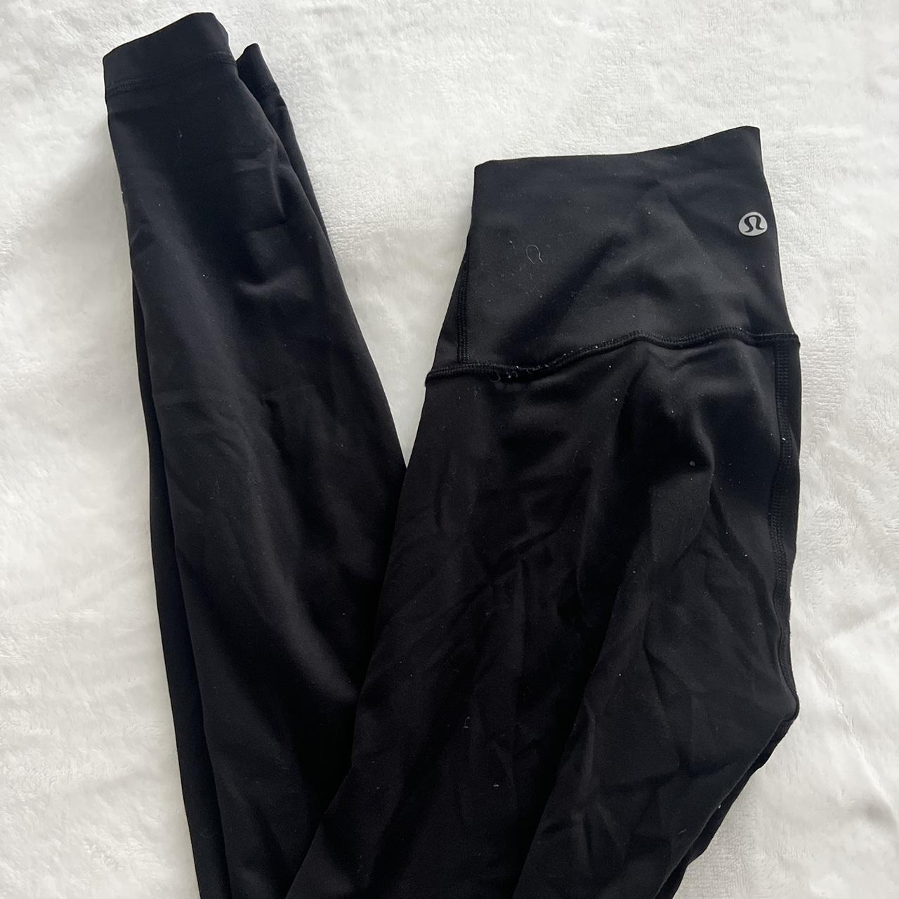 lululemon black leggings size 4 hole in the back... - Depop