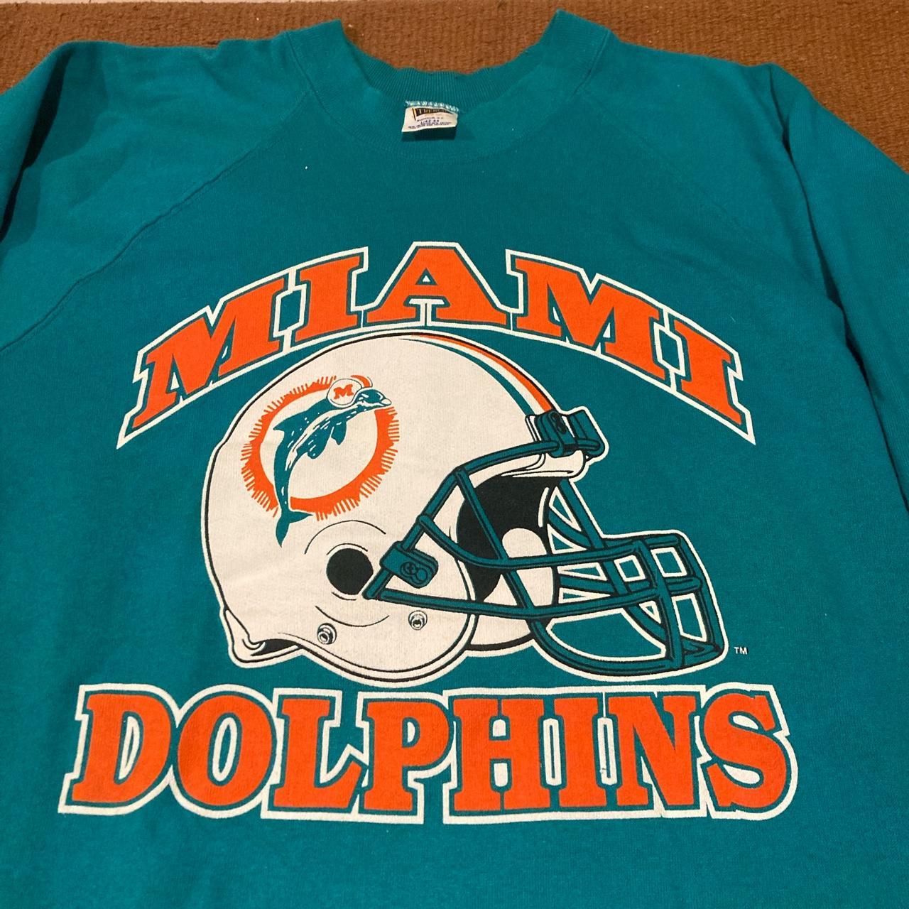 Vintge Miami dolphins sweatshirt // 90s 80s Grey - Depop