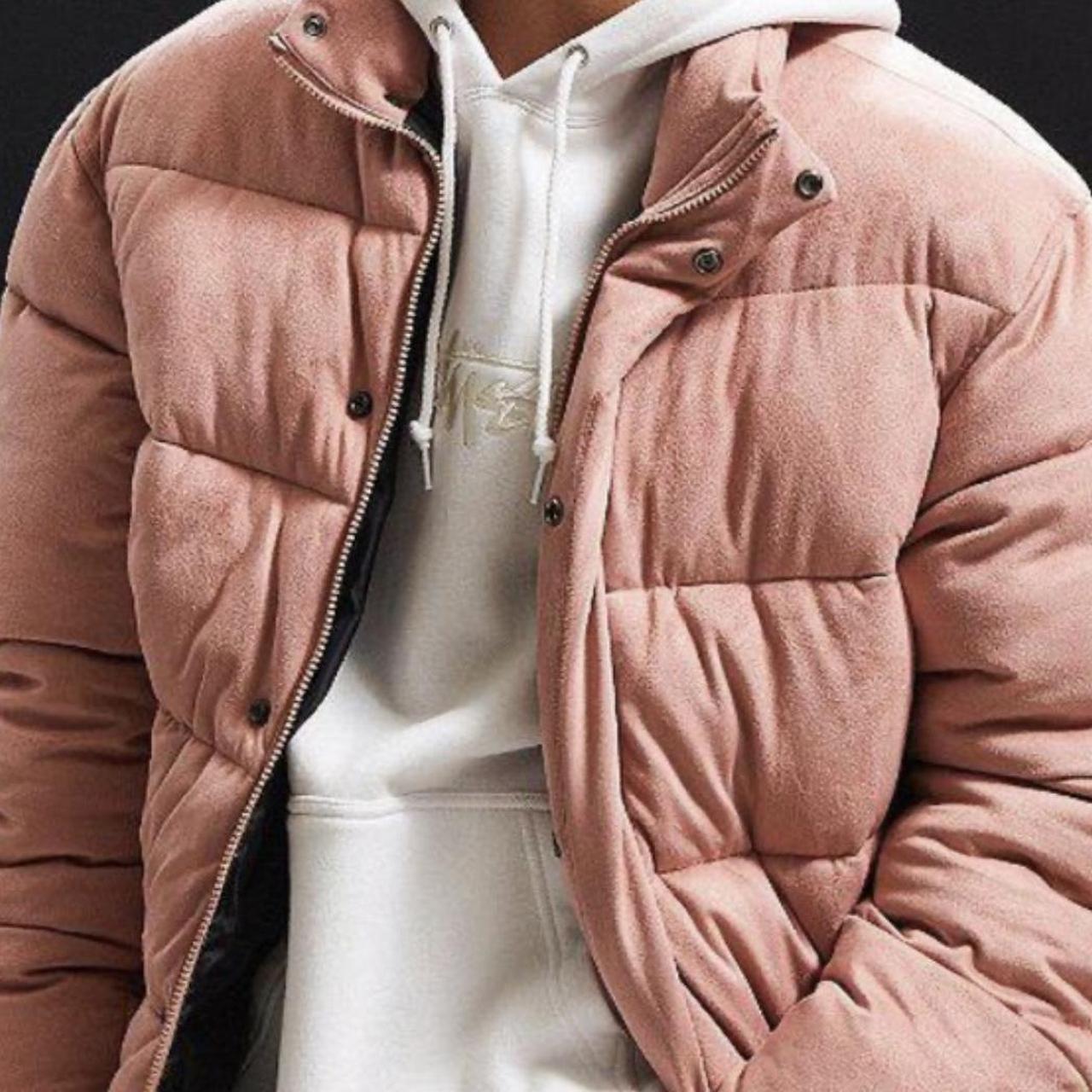 Pink suede sale puffer jacket