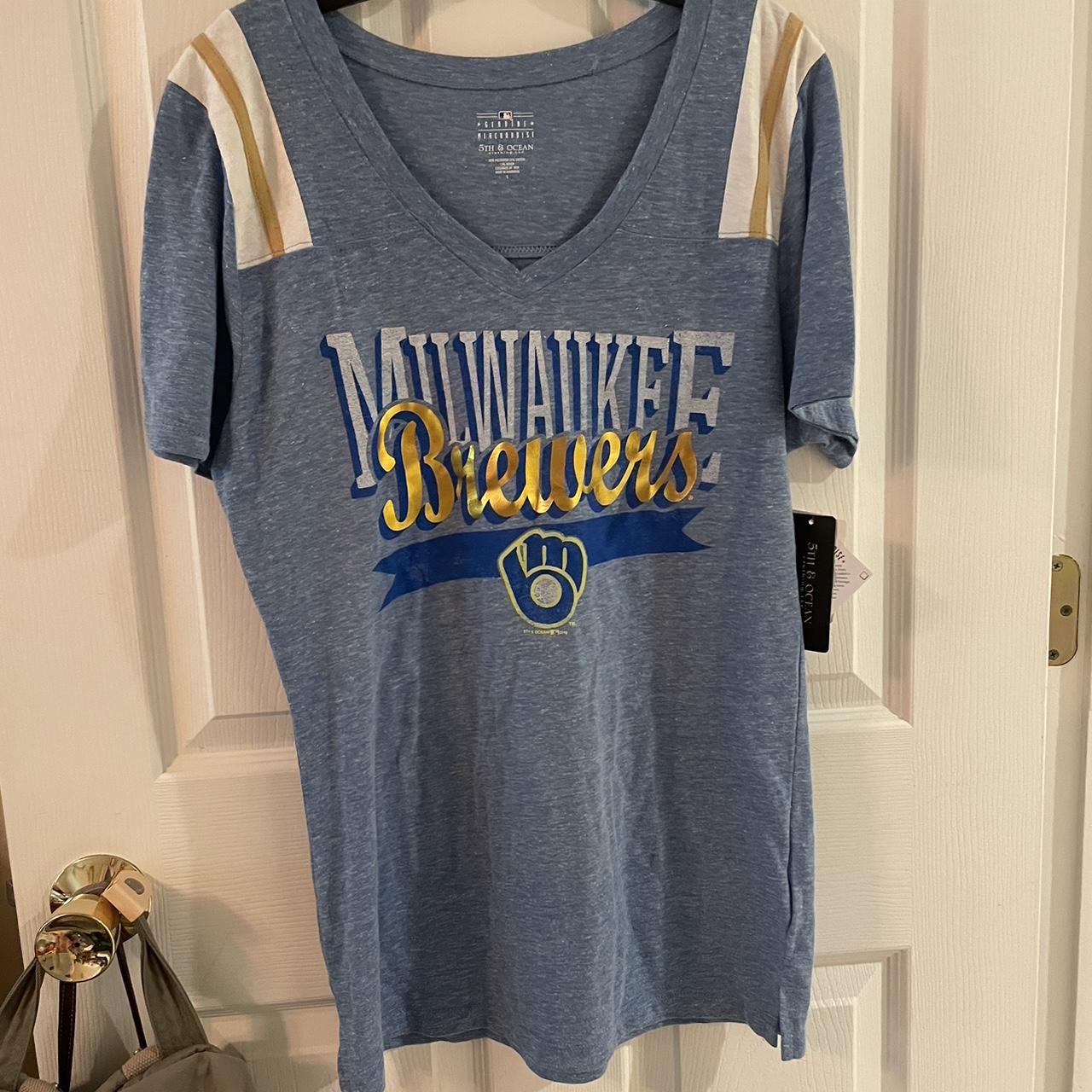 Milwaukee Brewers T Shirt / Women's (S) Gray MLB Polyester Blend