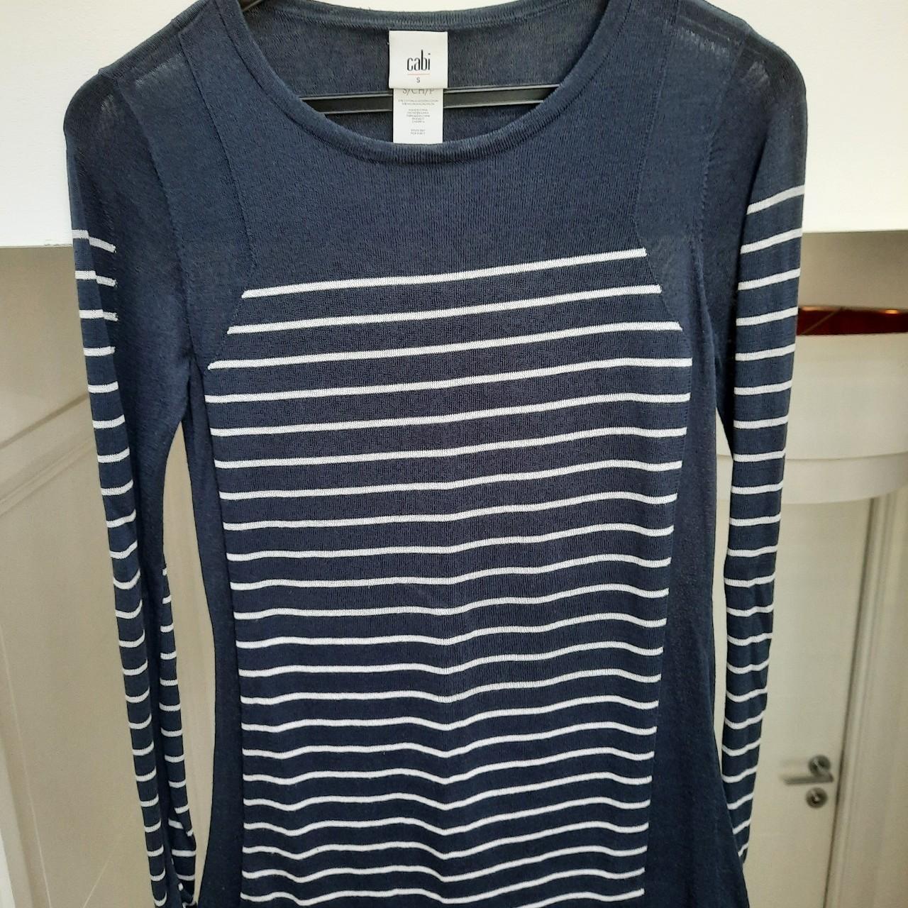 Cabi blue with white stripes long-sleeved top.... - Depop