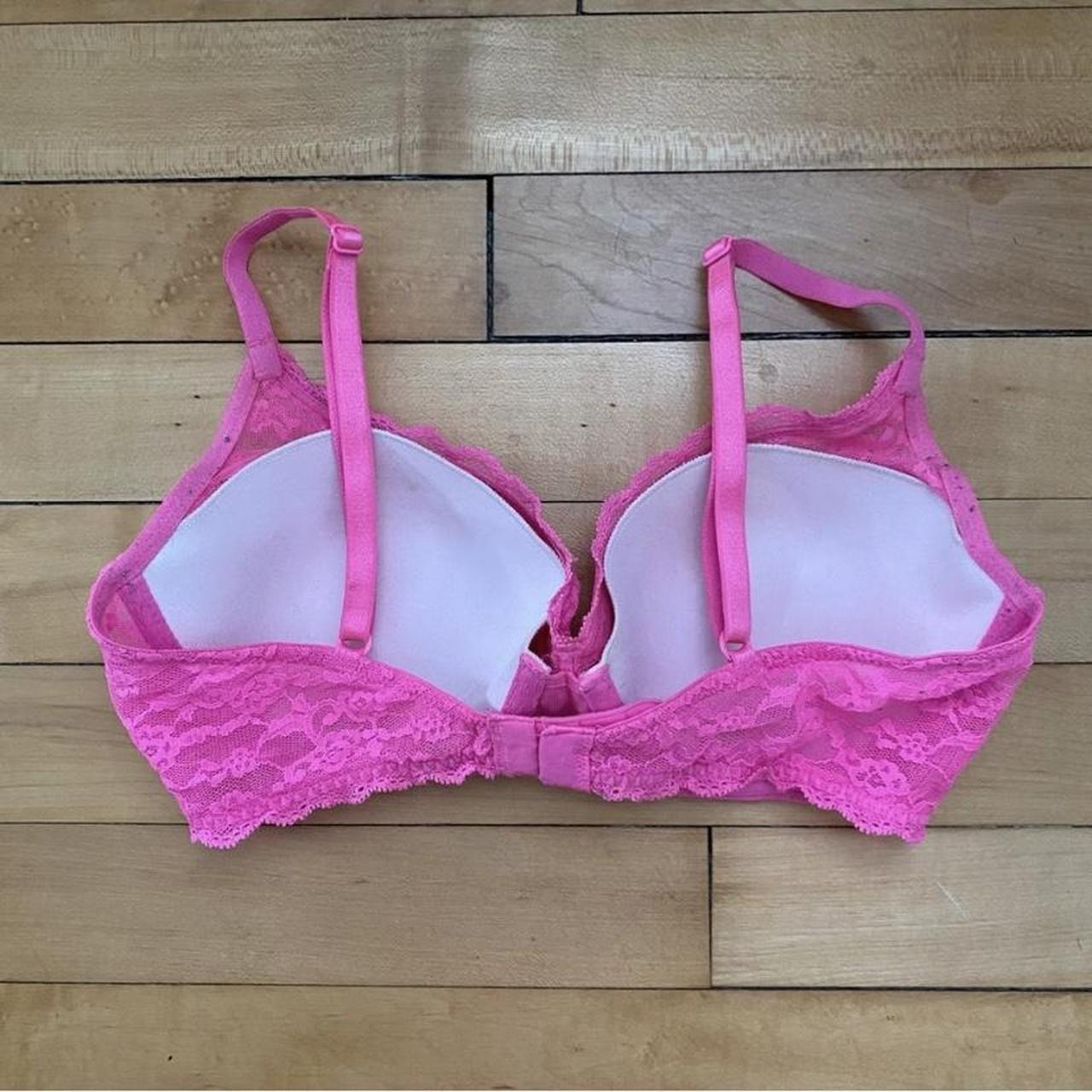 Victorias Secret Lined Demi Hot Pink Lace Bra 32d Depop