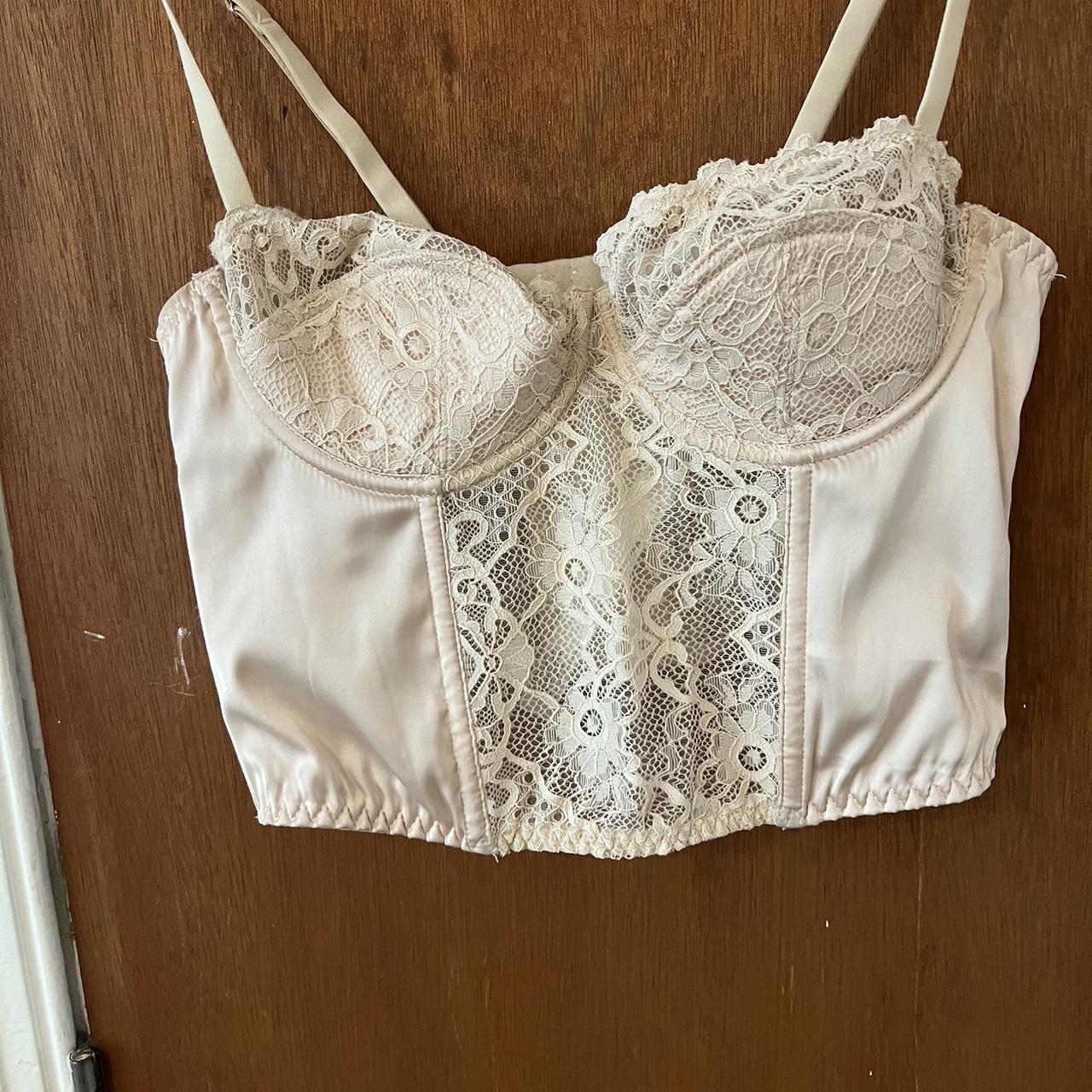 Urban Outfitters Ava Satin And Lace Corset Top In Depop