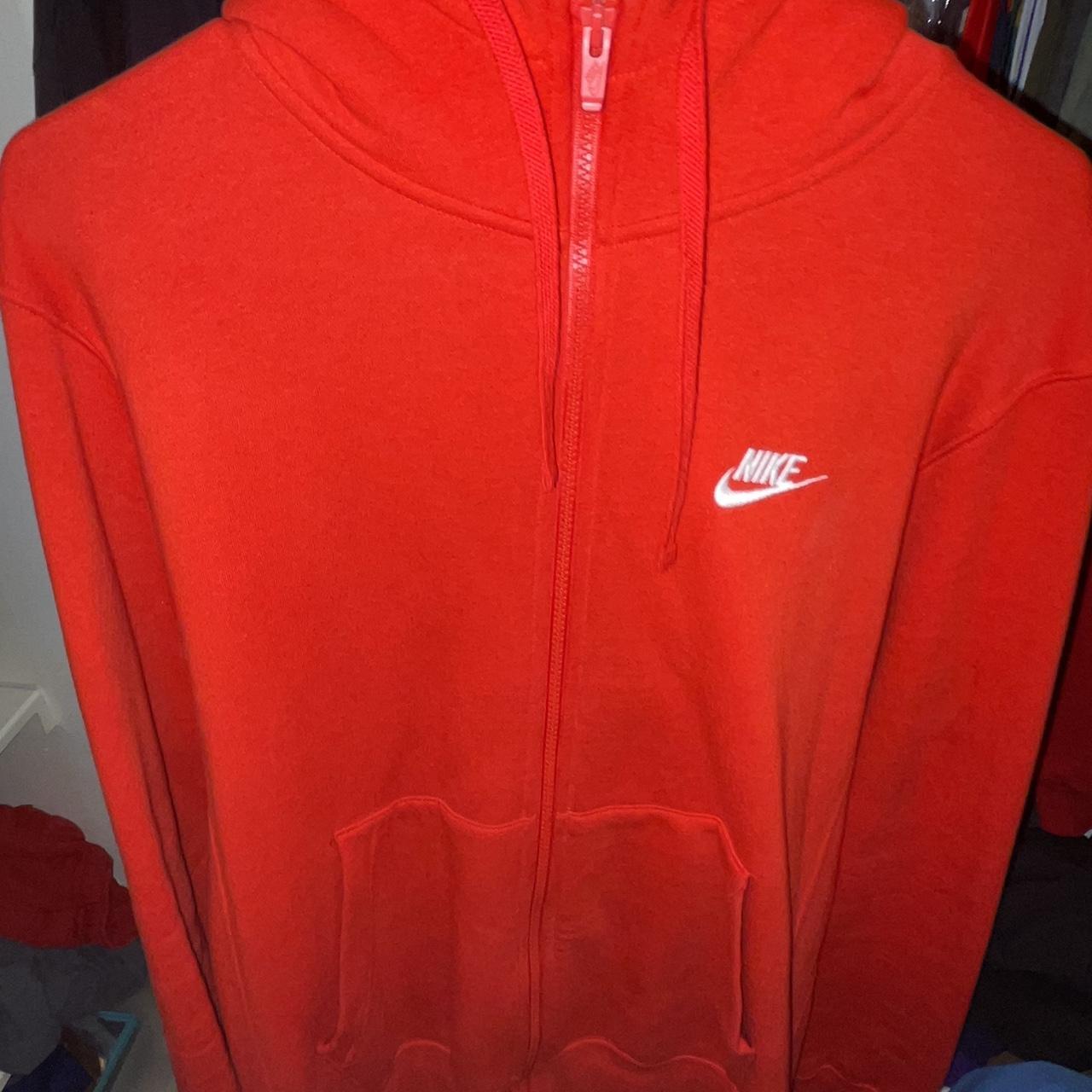 Nike Men's Red and White Hoodie | Depop