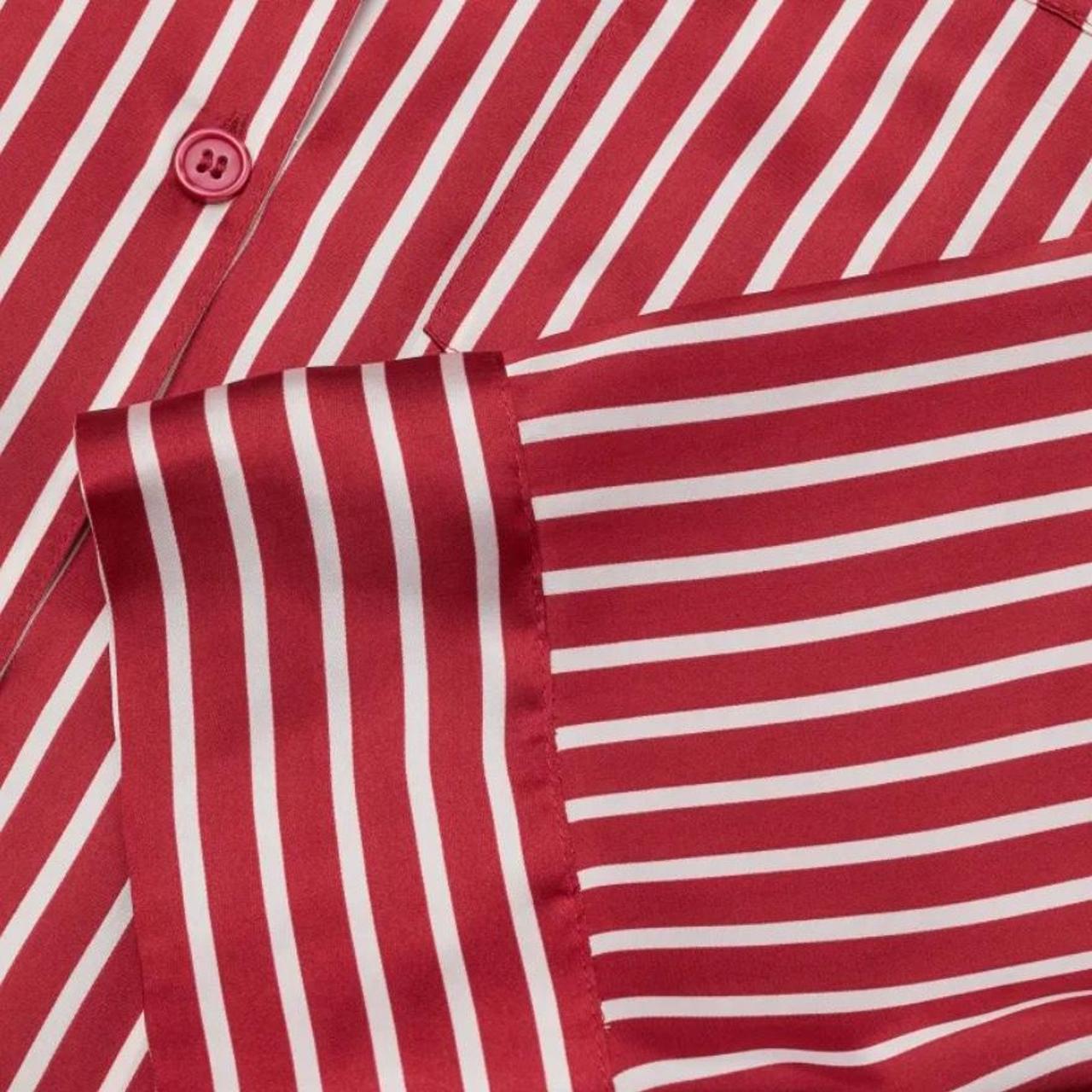 red and white striped satin pajamas. only worn once!... Depop
