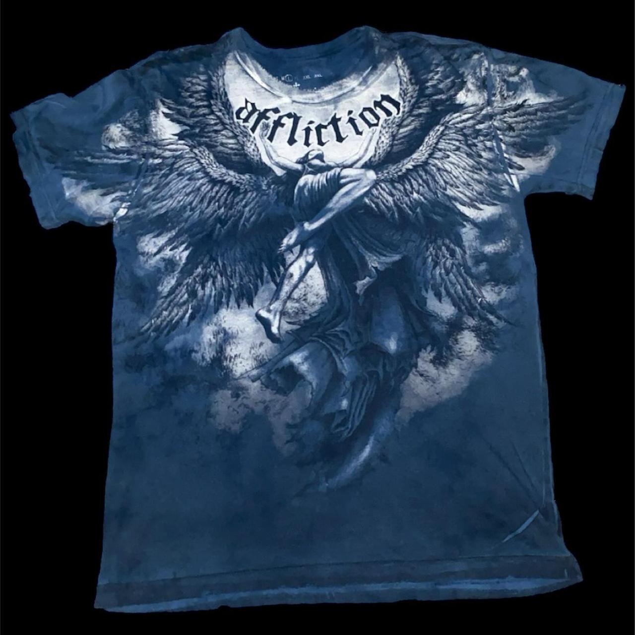 Blue affliction angel wings shirt , beautiful blue...