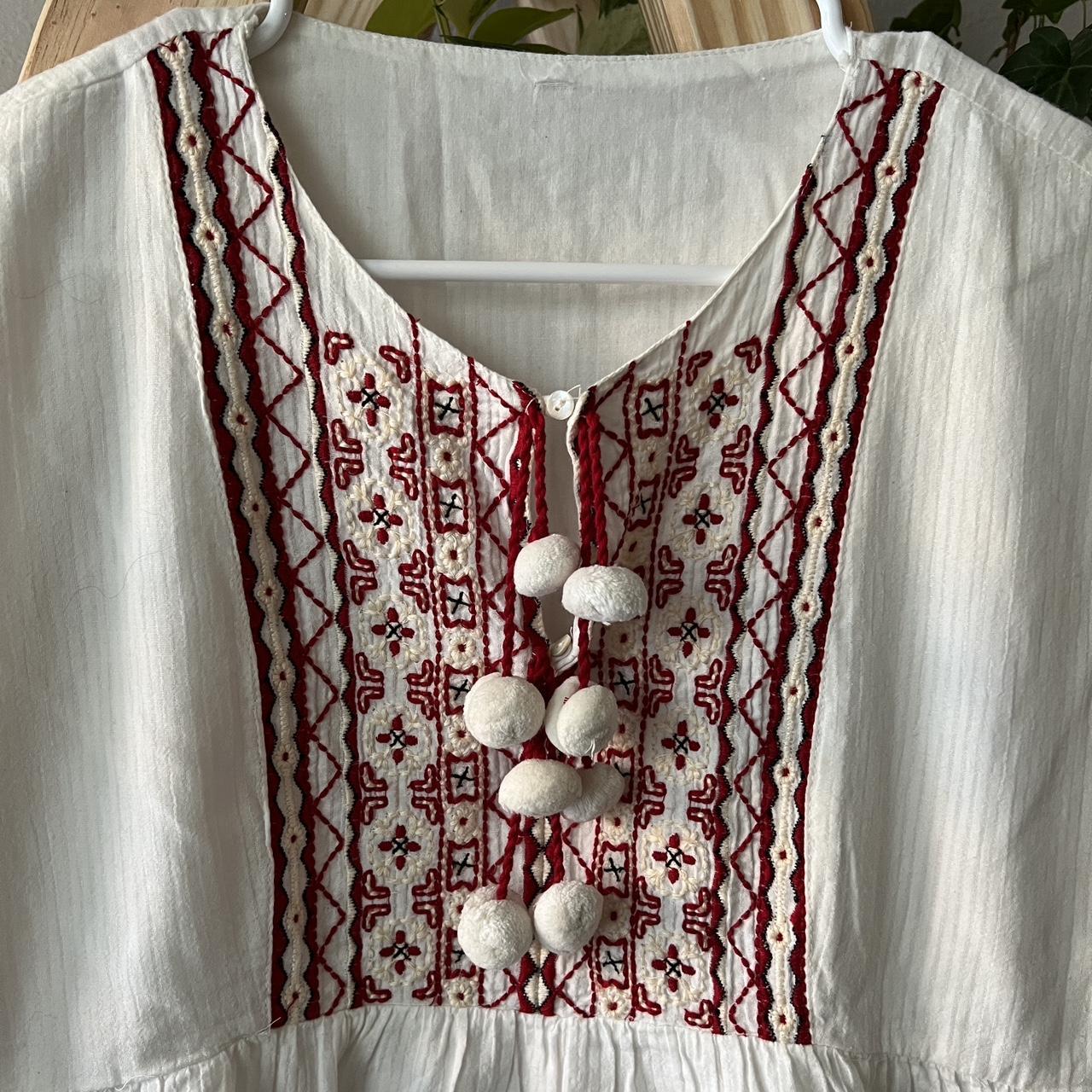 Zara Women's White and Red Dress | Depop