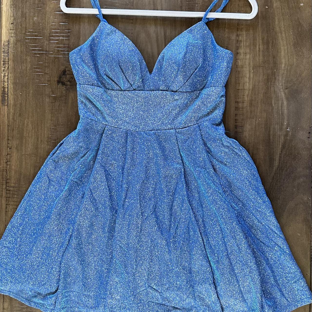 B Darlin Women's Blue Dress | Depop