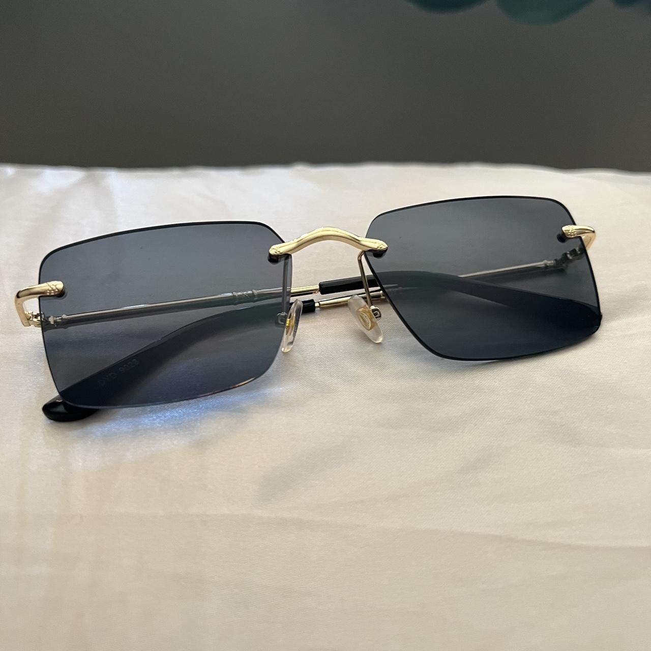 Black and gold sunglasses. Square frame. - Depop