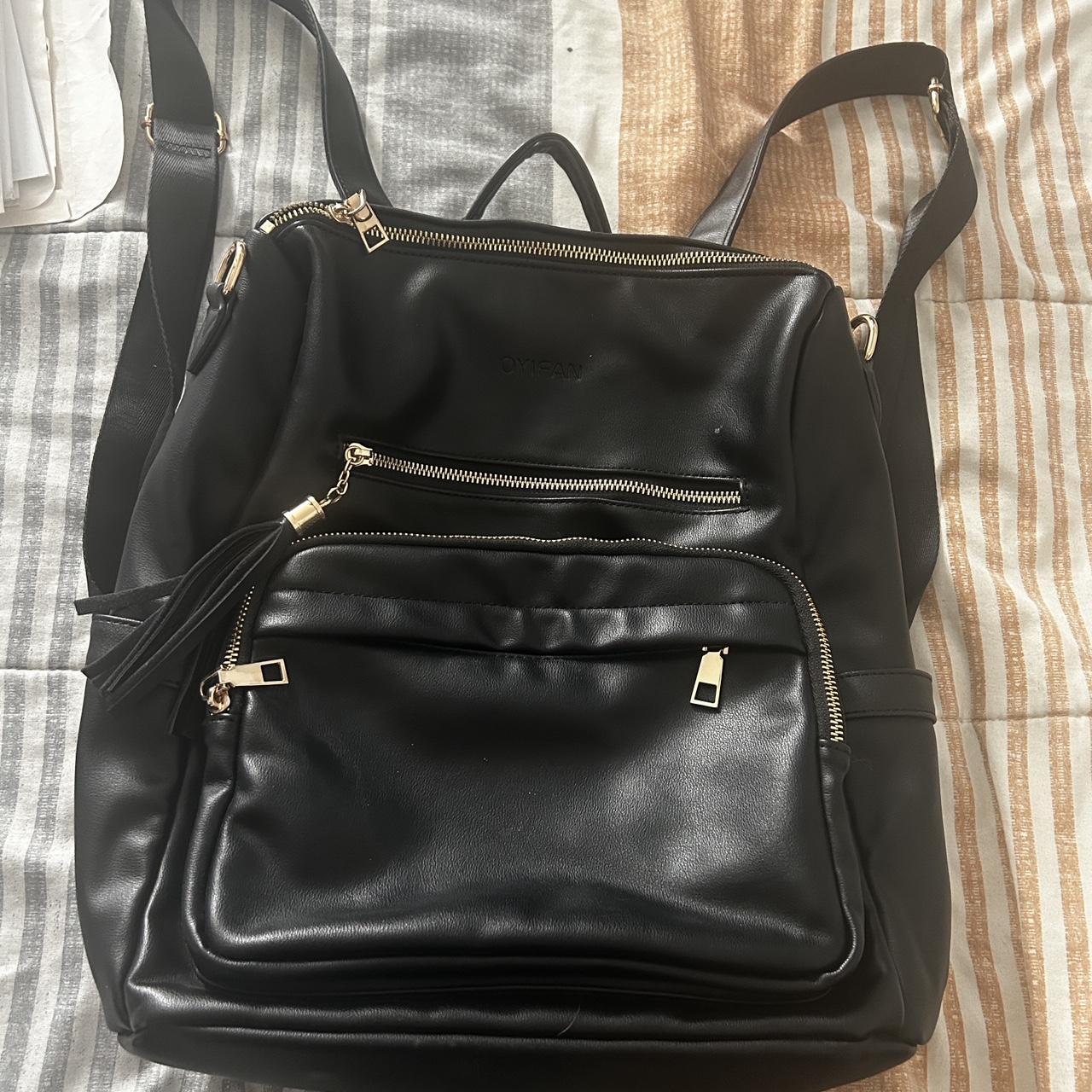 Black backpack gold hardware best sale