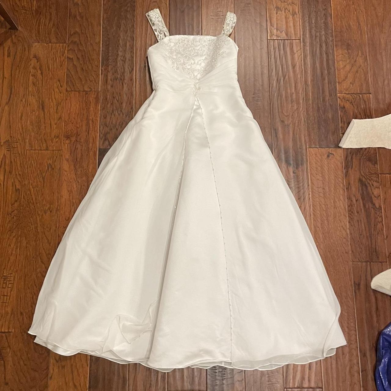 David’s Bridal a line chiffon split front