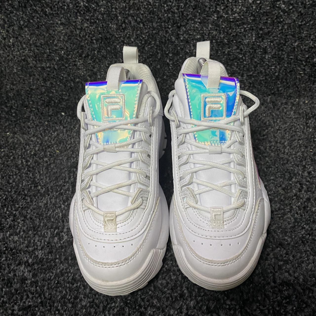 FILA Disruptor GS White Iridescent Trainers Shoes Depop