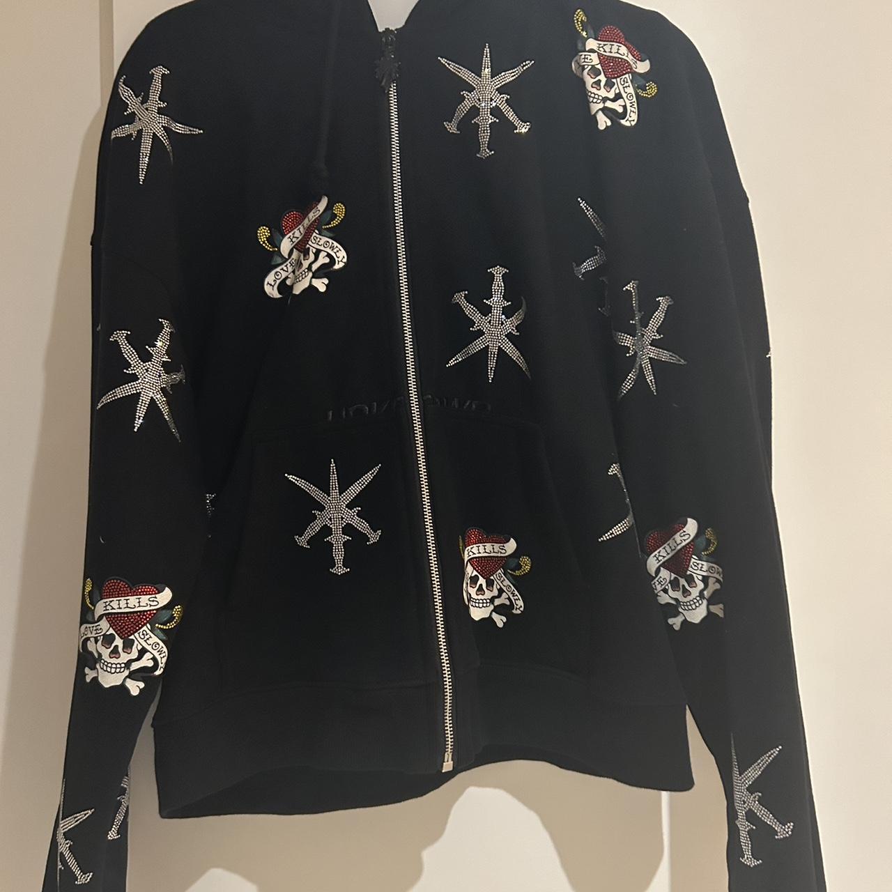 Unknown X Ed hardy rhinestone zip up - new condition... - Depop