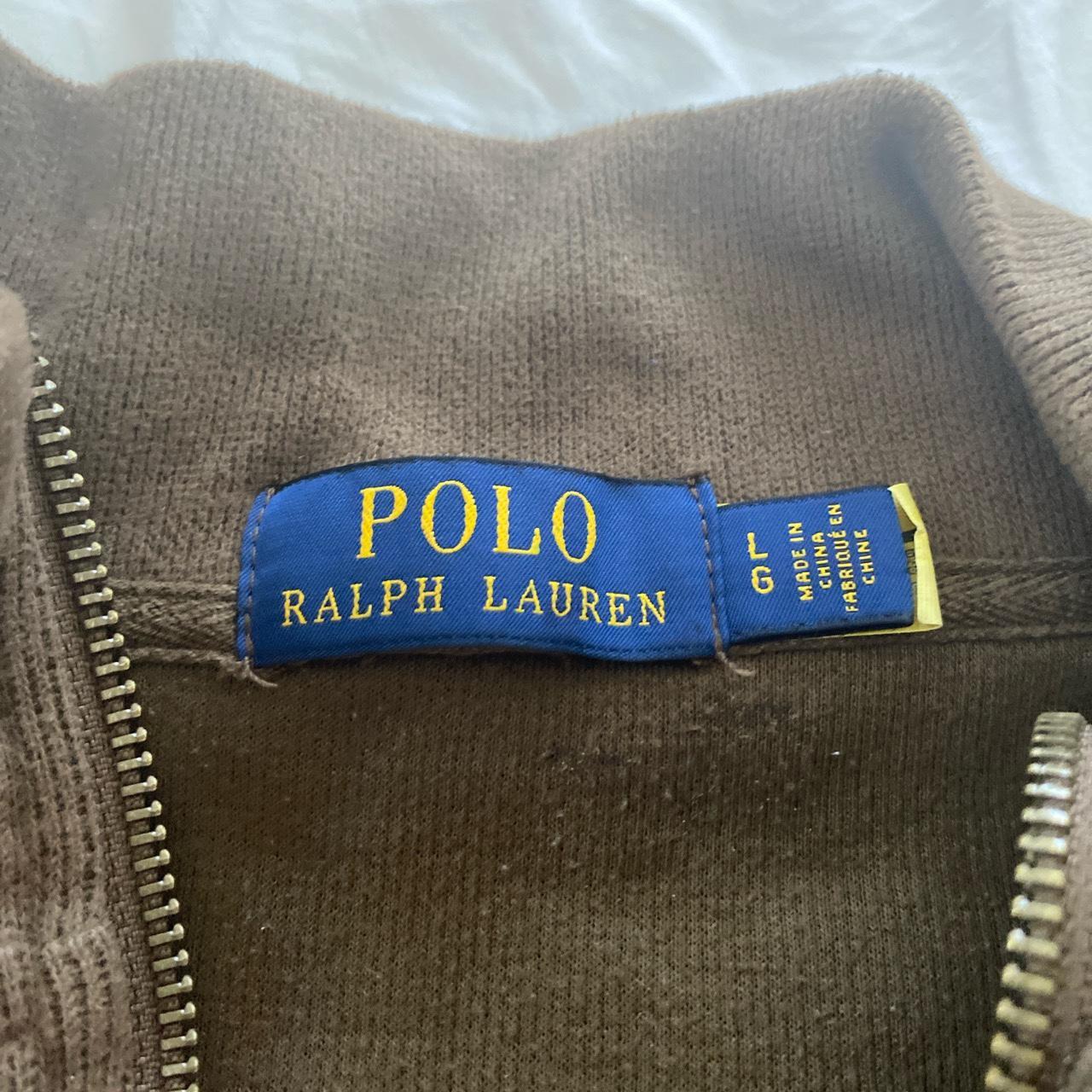 Polo Ralph Lauren brown zip up Size L - Depop