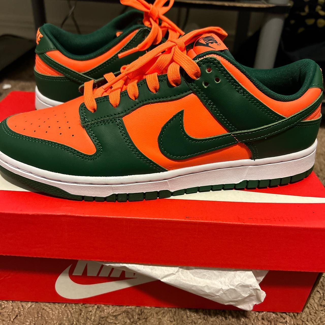 Nike Men's Orange and Green Trainers | Depop